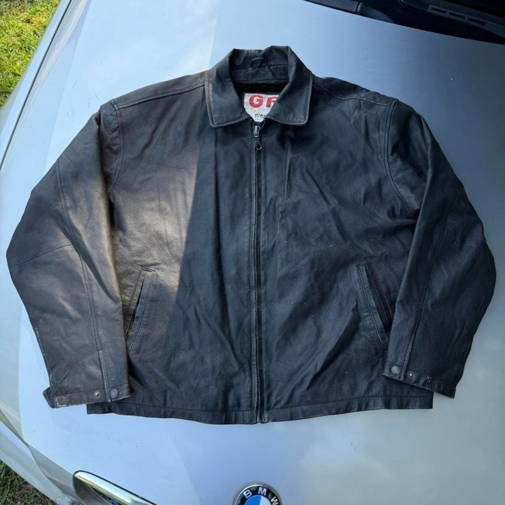 Vintage Gianni Ferrara Black leather bomber jacket leather